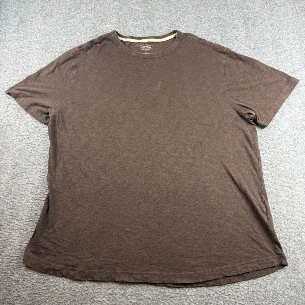Banana Republic T-Shirt Mens XL Tall Brown Soft Wash Organic Cotton Short Sleeve